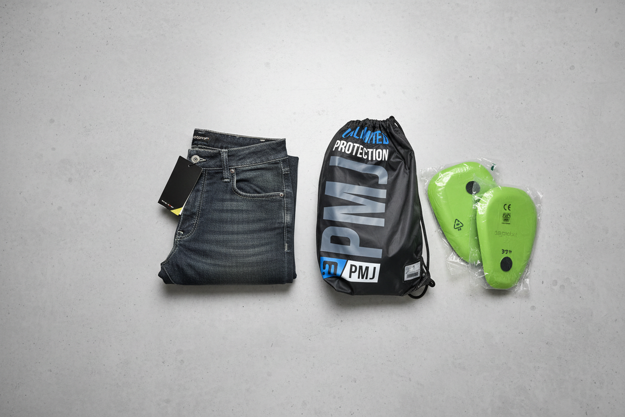 PMJ Grey - Flat lay sacca e protezioni