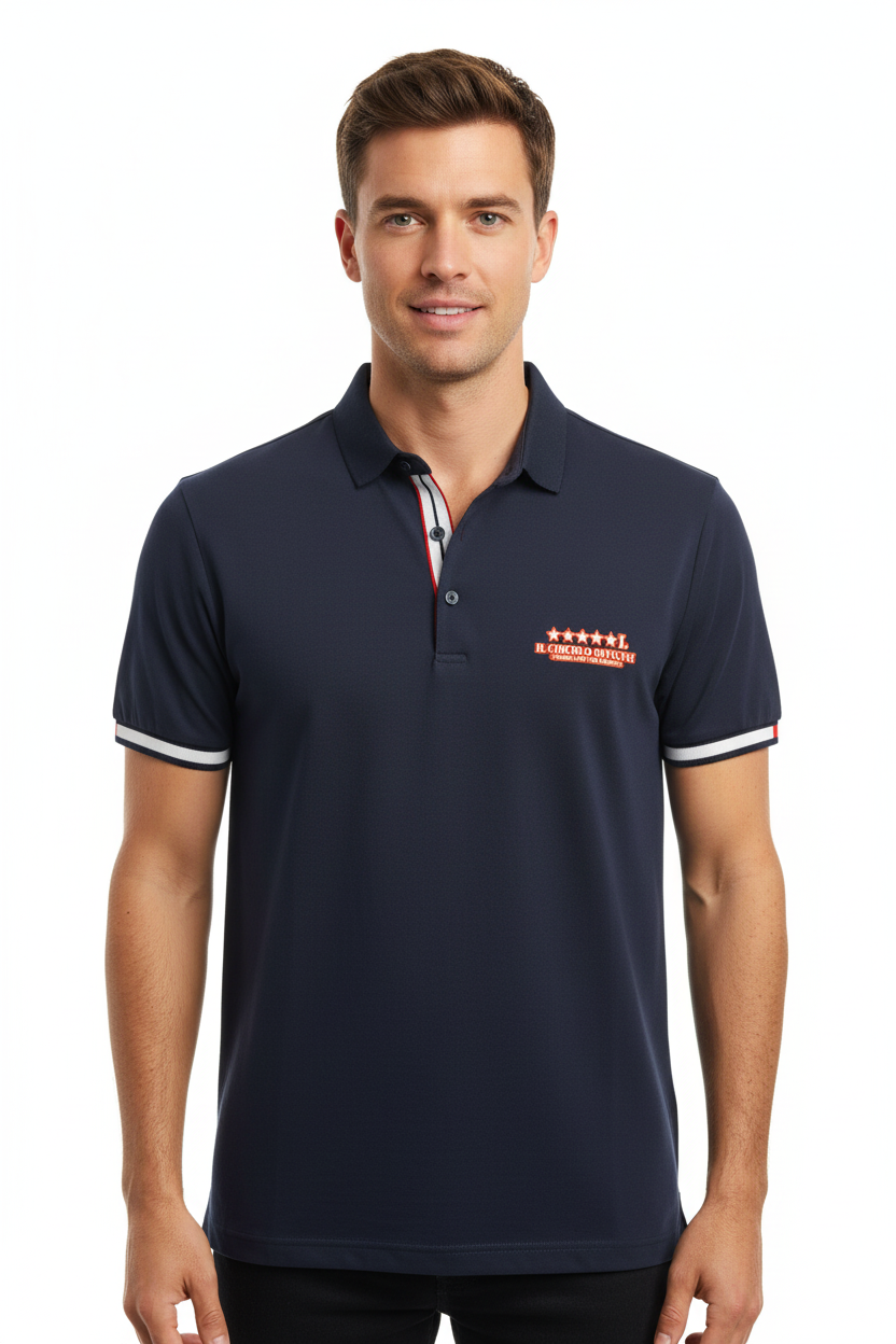 Polo blu frontale