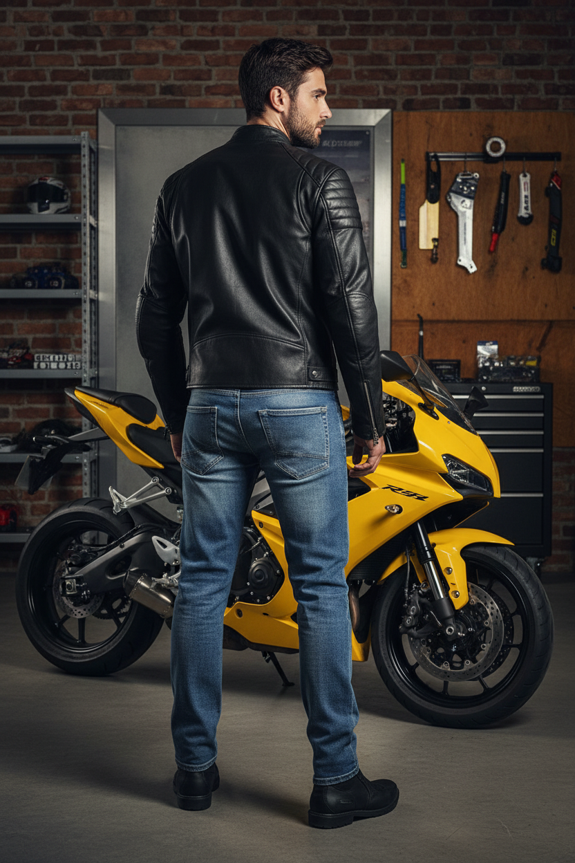Vista posteriore con moto
